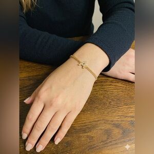Claire's Gold Crystal 'A' Initial Bracelet